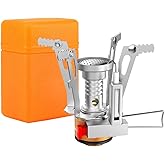Portable Camping Stove with Piezo Ignition, Wind-Resistant Design, Ultralight Backpacking Stove for Outdoor Cooking