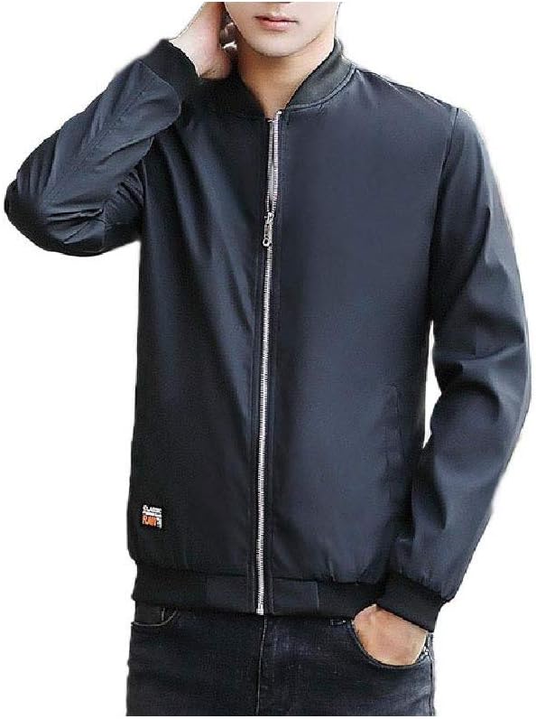 Abetteric Mens Rain Jacket Trench Coat Outwear Baseball Plus-Size Jacket