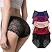 CULAYII Women’s Mid Rise Lace Panties, Soft Seamless Sexy Lingerie Brief Underwear Breathable Panties For Women (5pack multicolored, XXXL=US XXL)