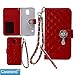 CASELAND Flip Wallet Leather Case with Crystal Camellias Button and Metal Chain for Samsung Galaxy S5, Red