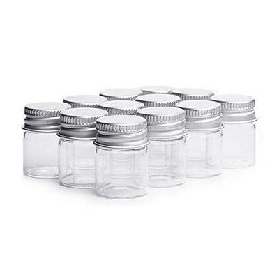 5ml Clear Glass Bottles Candy Bottle with Aluminum Screw Cap Cute Empty Sample Jars Small Containers Vials For Cosmetic Makeup Message Wedding Favors Wedding decorations Jewelry Accessories 24Pcs