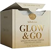 Silklean Glow and Go, XL Disposable Face Towel 10x15 inch, 100% Biodegradable Premium Towels for Fine Line Prevention and Smooth Radiant Skin, 50 Count, Chemical-Free-1 PACK