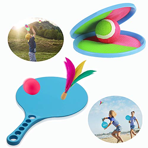 Qrooper Beach Paddle Ball Set,Toss and Catch Game Set,2 in 1 Multifunctional Paddle Toys,Can Meet The Needs of The Whole Family,Great for Indoors or Outdoors Playing,Both Kids & Adults Will Enjoy it