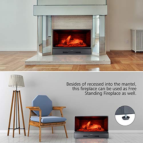 GMHome 32 Inches Electric Fireplace Insert Free Standing Fireplace