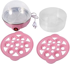 Sugoyi Egg Cooker, 2Colors 220V Multi-Functional Double-Layer Electric Eggs Boiler Cooker Steamer Home Kitchen Use(Pink)