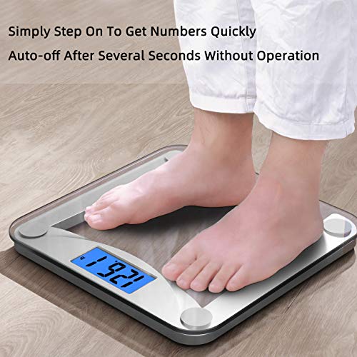 Vitafit-Digital-Body-Weight-Bathroom-Scale-Weighing-Scale-with-Step-On-TechnologyExtra-Large-Blue-Backlit-Display-and-Batteries-Included-400-PoundsClear-Glass