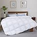puredown Lightweight White Feather Comforter Full Size Ultra Soft Thin Light Warmth Box Stitched Duvet Insert for Warmer Climates/Sleeper