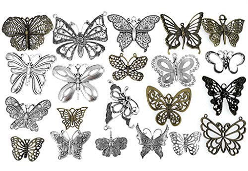Kinteshun Assorted Butterfly Charm Pendant Connector for DIY Jewelry Making Findings(21pcs,Big Size) - Thumbnail 6