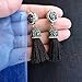 Women's Dangle Drop Short Tassel Earrings with Shell Pearl Black Rhinestone Top