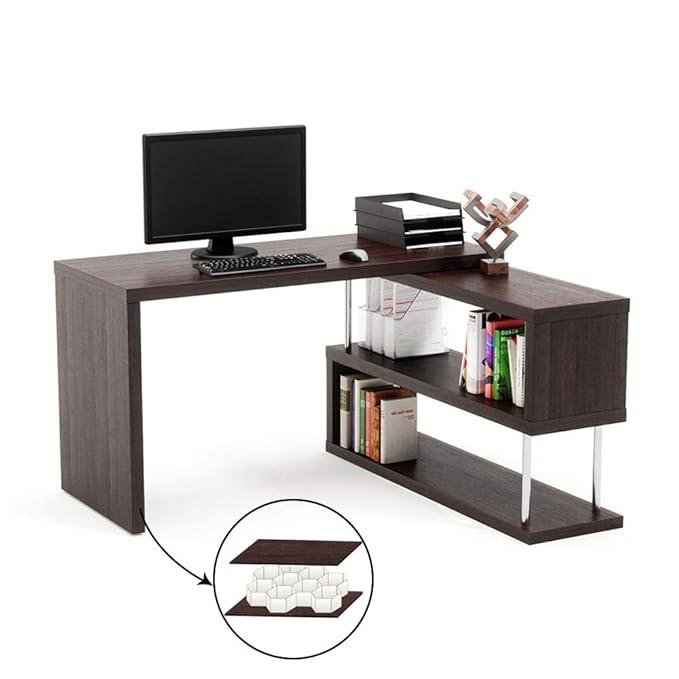 Bestier LShaped Rotating Computer Desk, 51" Large Storage