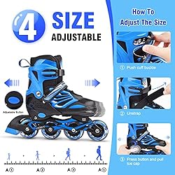 Black/Blue/Red Adjustable Inline Skates Boys Girls