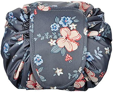 Portable Drawstring Cosmetic Bag Large Capacity Lazy Travel Makeup Pouch magic Toiletry Bag for Womens Girls,Deep Gray