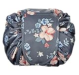 Portable Drawstring Cosmetic Bag Large Capacity Lazy Travel Makeup Pouch magic Toiletry Bag for Womens Girls,Deep Gray