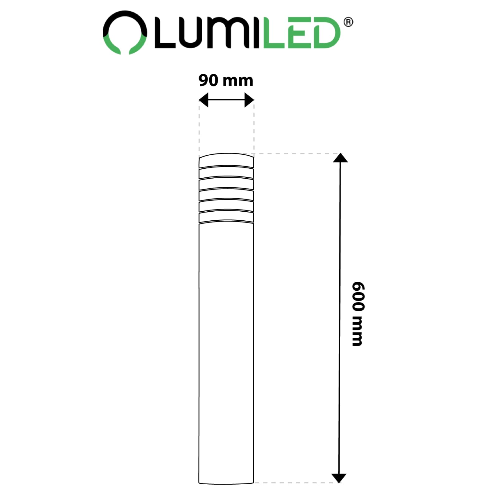Lumiled Wegeleuchte Außen 60cm E27 IP54 Schwarz Pollerleuchte Außenleuchte 4
