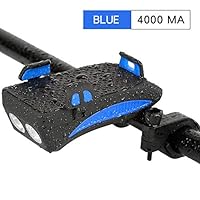 PeiQila 4-in-1 Bike Accessories, USB 2000/4000mA Rechargeable LED Bicycle Headlight Bike Horn Handlebar Phone Holder, Easy to Install
