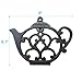 Teapot Cast Iron Trivet for Hot Pots & Kitchen & Dining Table, Gift for Home, Metal Wall Art & Home Decor, 2 or More for Set, Black, 8 by 6.1 Inches