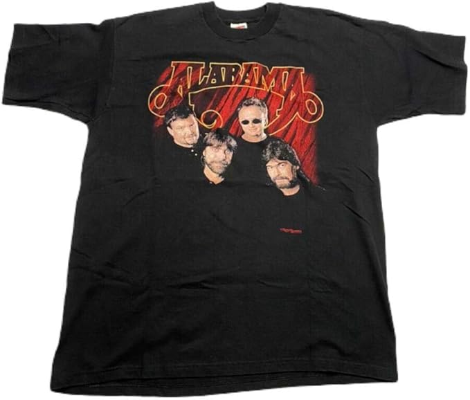 1998 Alabama Band Tour T Shirt Black Double Sided Color Black,Size