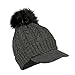 Ribbed Cable Knit Beanie Visor, Double Layer Hat W/ Top Pom, Chenille Lining