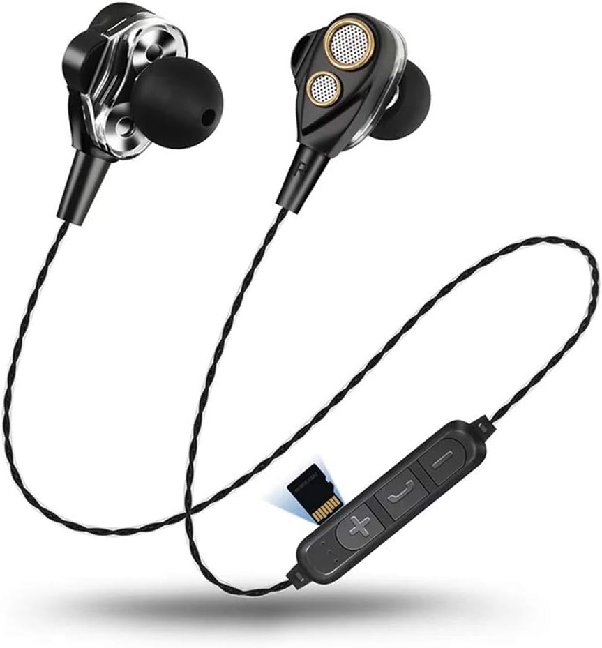 AMQ Bluetooth Wireless Earphone V: 4.2 with Mic/Insert Micro SD Card (Black)