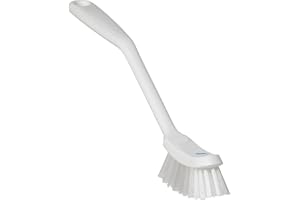 Vikan 42875 Coarse/Fine Sweep Dish Brush, Polypropylene, Polyester Bristle, 11", White