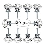 TLBTEK 20 pcs 30mm Diamond Glass Decorative Cabinet Dresser Knobs Set,Mini Cupboard Handles Pack, Faceted Crystal Drawer Pulls Bulk Kit for Furniture Bathroom Kitchen Desk Laundry
