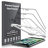 LK (3 Pack) Screen Protector for iPhone 7 Plus/iPhone 8 Plus 5.5 inch Tempered Glass Film (Easy Installation Tray) Case Friendly, 9H Hardness HD Clear, Bubble Free