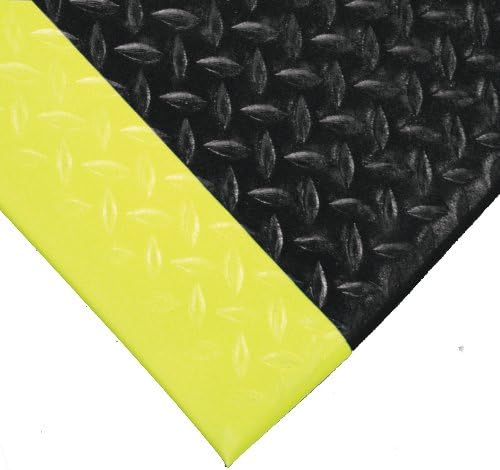 Wearwell 512.38x3x60BKHV Primo Sponge Diamond Embossed Mat, Black with High Viz Borders, 3/8-Inch by 3-Feet by 60-Feet Full Roll
