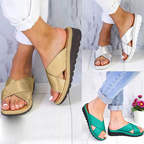 Dressin Women's Sandals 2019 New Women Comfy Platform Sandal Shoes Summer Beach Travel Shoes Fashion Sandal Ladies Shoes Green