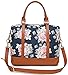 Women Ladies Weekender Bag Overnight Carry-on Tote Duffel in Trolley Handle (Flower-Blue)