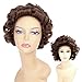 Ty.Hermenlisa 100% Real Virgin Brazilian Remy Human Hair Wigs for Black Women Natural Color Curly Short Bobs Hairpieces with Elastic Strap, 120g, Medium Brown