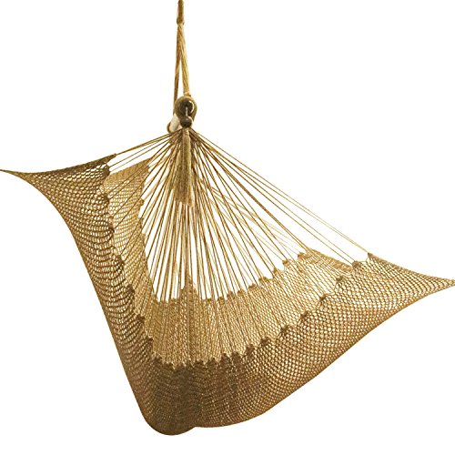 Best Sunshine Large Caribbean Hammock Hanging Chair with Footrest, Large Hammock Net Chair, Polyester (Rice white)