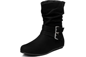 Luoika Women's Wide Width Ankle Boots - Black Brown Short Boots Block Low Heel Side Zipper Booties.