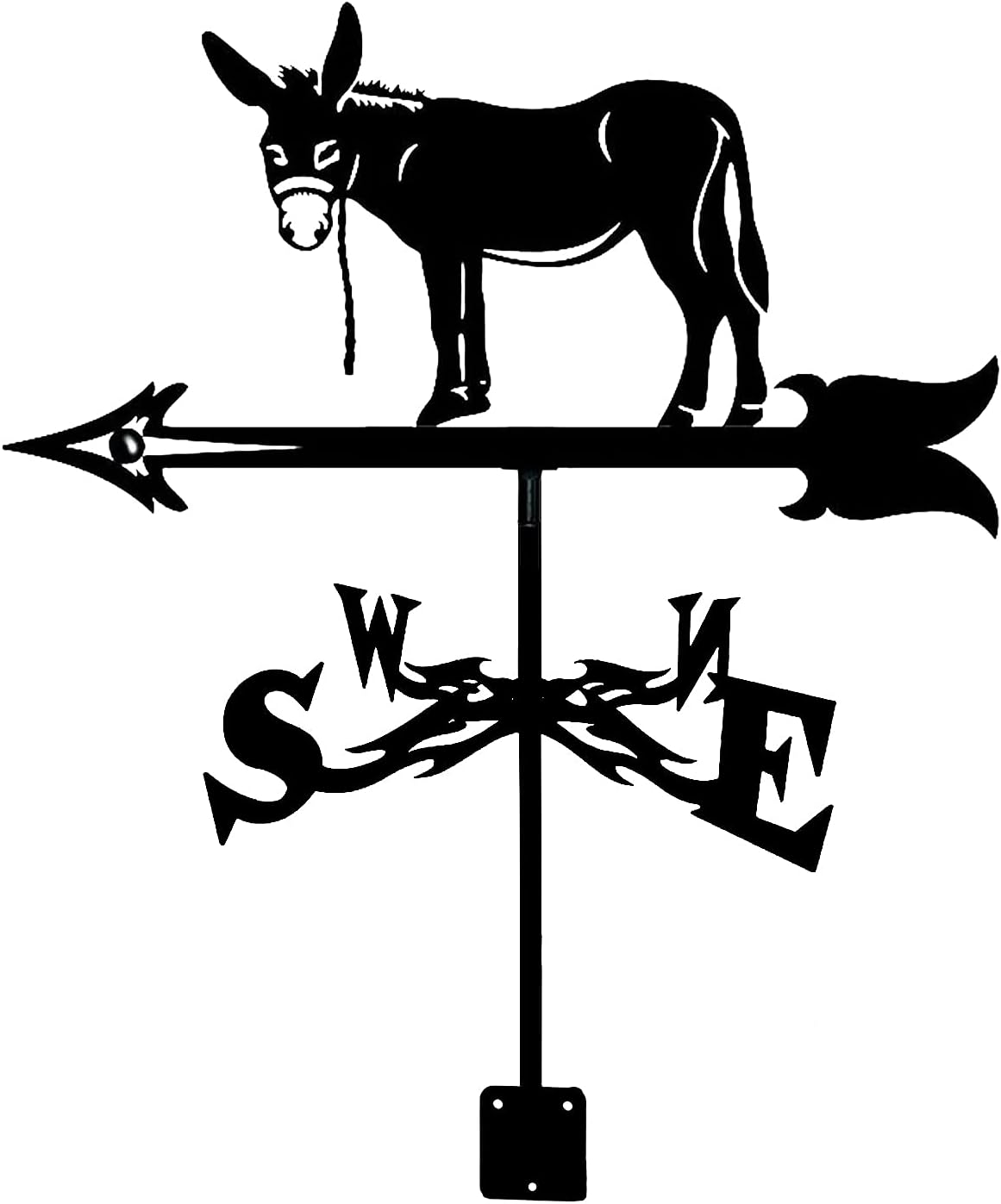 Weathervanes - CNMJI Weather Vane Donkey Sika Deer Train Silhouette Orientation Indicator Weathervane Measuring Tool with Anti-Rust Coating for Outdoor Bracket Decor Craft