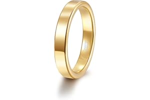 TRUMIUM 2mm 4mm 6mm Tungsten Rings for Women Men's Wedding Bands 24K Gold Plated Beveled Edges Flat High Polished Comfort Fit Size 5-14