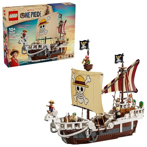 LEGO ONE PIECE Bloques de construcción del Barco Pirata The Going Merry - Juguete de aventuras para niños y niñas, mayores de 10 años - Figuras de juguete de la tripulación del Sombrero de Paja y set de juego para fanáticos del anime - Idea de regalo para cumpleaños - 75639