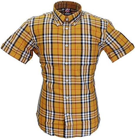 Warrior UK Men´s Short Sleeve Retro Button-Down Shirt Lydon Skin Mod Punk (Medium (M) Slim-Fit)
