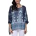 JLTPH Ladies Batwing Chiffon Shirt Bohemian Semi Sheer Loose Floral Blouse Tunic Tops