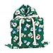 Snowmen on Green Reusable Fabric Gift Bag for Christmas (Large 20 Inches Wide by 27 Inches High)