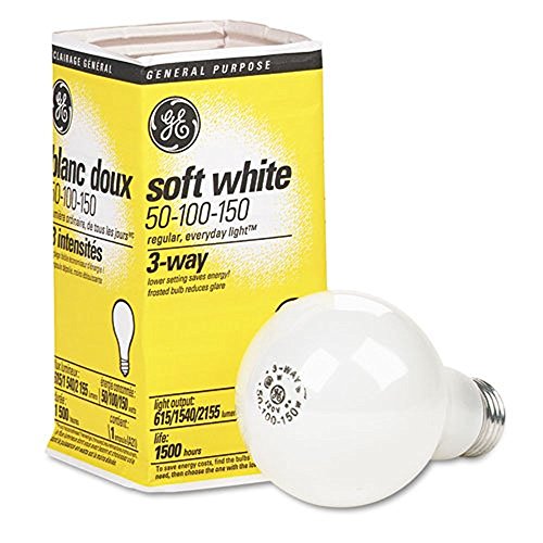 GE 97494 Soft White Three-Way Incandescent Bulb, 50/100/150 watts