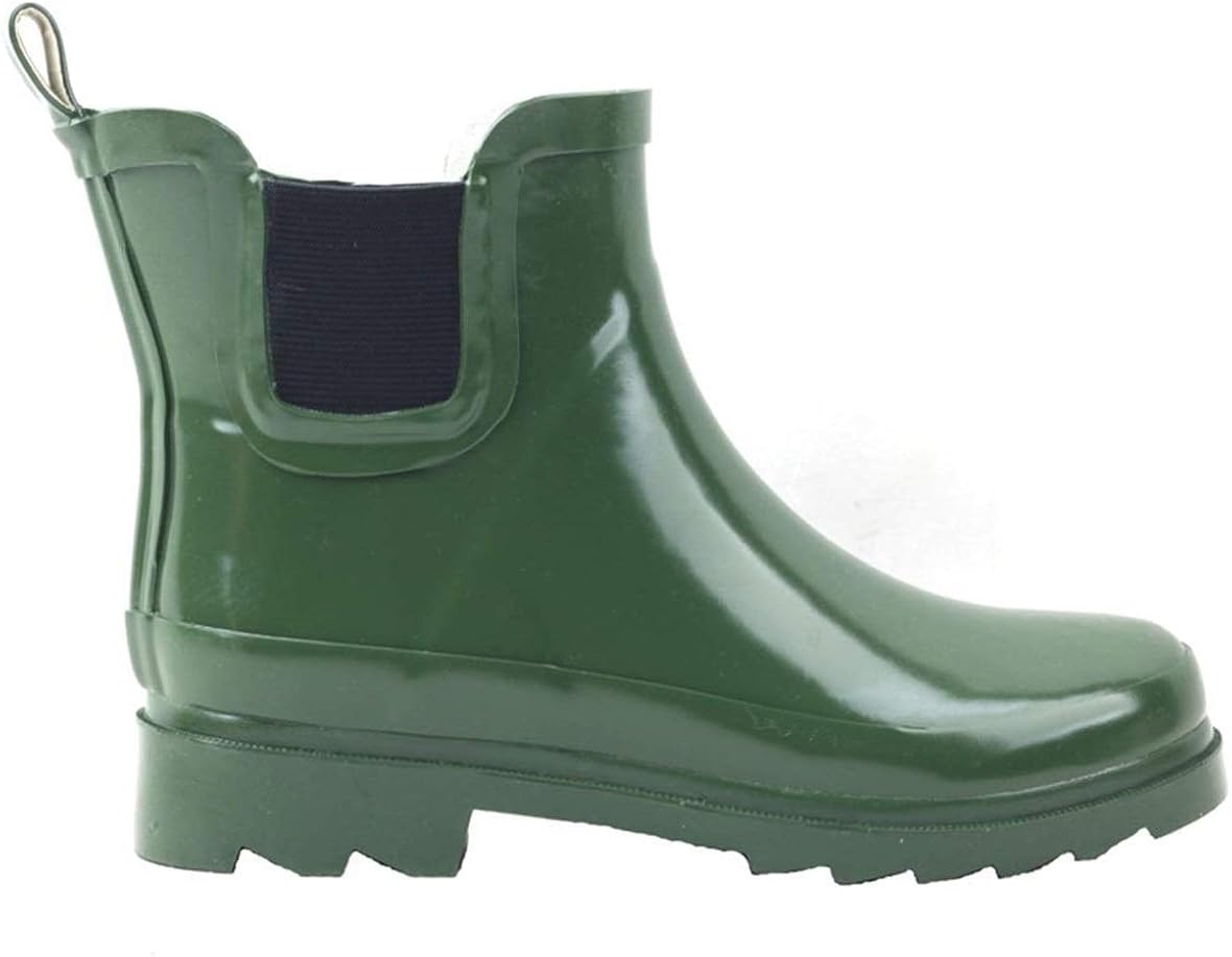 green ankle rain boots