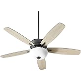 Quorum International Breeze Ceiling Fan | 52 Inch | Textured Black Finish with Satin Opal Glass Bowl Shade | 5 Blade Transiti