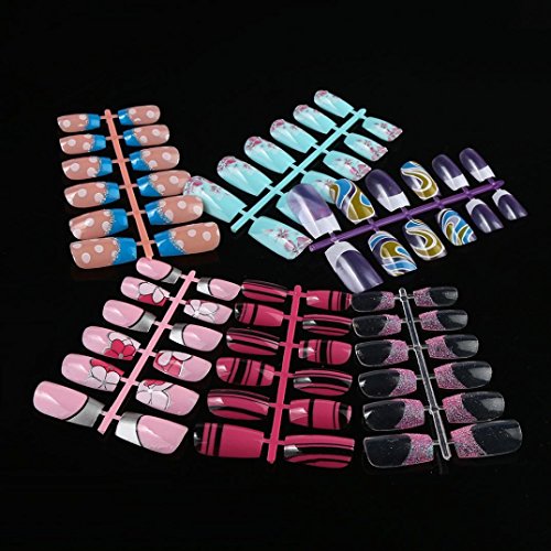 Nail Art,Putars Fashion 144Pcs Mixed Set False Nail Tips Artificial Fake Nails Art Acrylic Manicure Gel - Thumbnail 3
