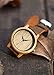 CUCOL Minimalist Mens Wooden Watches Brown Cow Leather Strap Wood Watch Japanese Quartz Movement