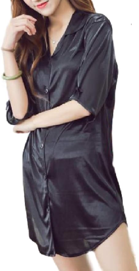 Amazon ロカロカ シャツ風 パジャマ ミニ ワンピース ルームウェア 部屋着 ネグリジェ 前開き 半袖 レディース ルームワンピース ネグリジェ 通販