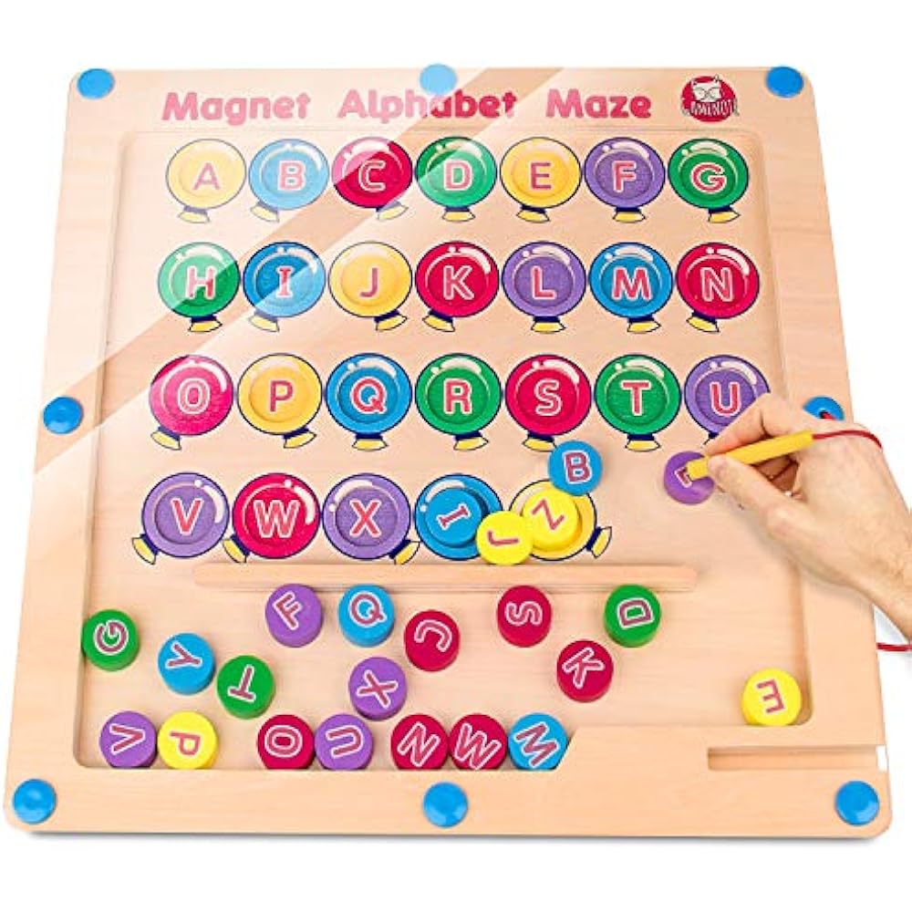 Gamenote Alphabet Maze Board, Wooden Matching