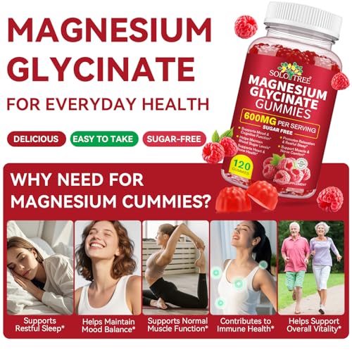 120 Count Magnesium Glycinate Gummies, High Absorption Magnesium Supplement for Women,Men and Kids, Support Sleep,Muscle and Relaxation,Sugar Free