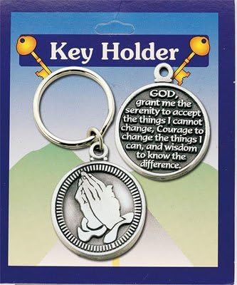 Pewter Serenity Prayer Key Ring / Chain with Verse Religious Gift