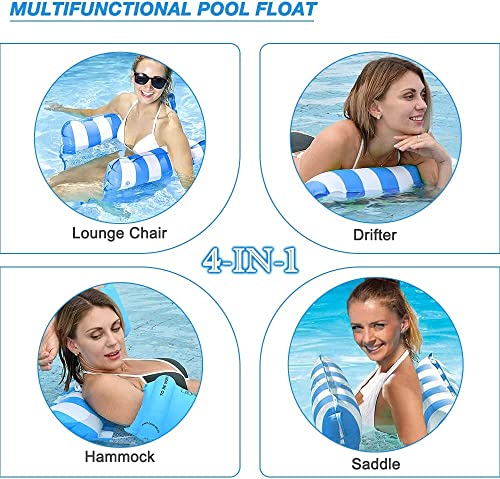 FUNNYTA 3 Pack Water Hammock, 4-in-1 Multi-Portable Water Pool Float Hammock (Saddle, Lounge Chair, Hammock and Drifter) for Adults, Suitable for Travel, Family and Recreation