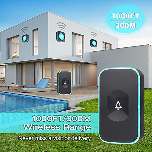 Wireless Door Bell, IP55 Waterproof Doorbell Operating at 1000 Feet