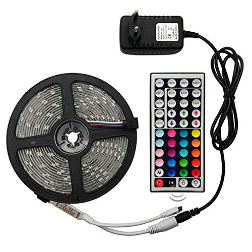 Striscia LED,5m luci led colorate RGB con 44 Tasti Telecomando y controllo app,impermeabile,per casa, cucina, festa, TV, decorazione